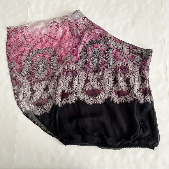 New Cache One Shoulder 100% Silk Embellished Top Paisley Print Size Small Beaded - Picture 13 of 16